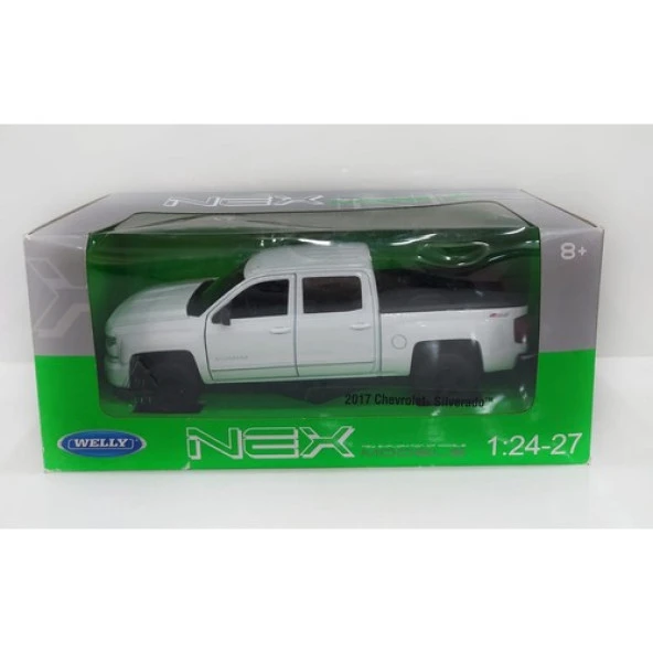 Welly 2017 Chevrolet Silverado 1:24 Beyaz Model Araba - Resim 5
