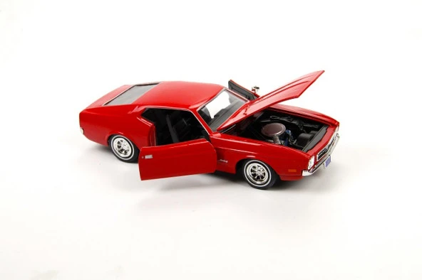 MotorMax 1971 Ford Mustang Sportsroof 1/24 Kırmızı Model Araba - Resim 3