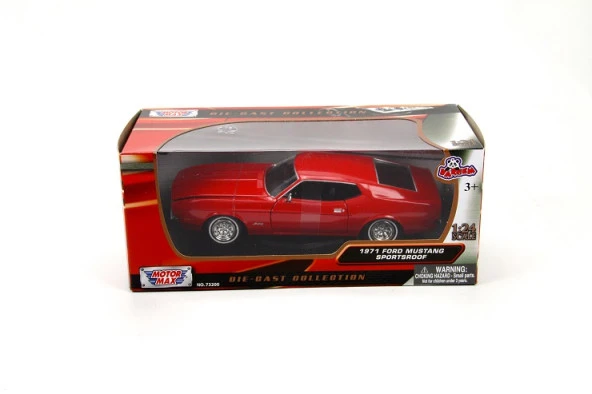 MotorMax 1971 Ford Mustang Sportsroof 1/24 Kırmızı Model Araba - Resim 5