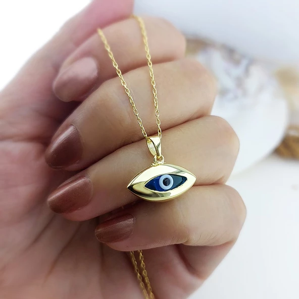 Vaoov 925 Ayar Gümüş Altın Kaplama Göz Nazar Kolye ürün görseli