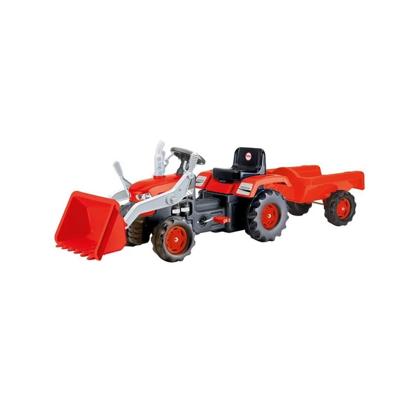 8152 Oyuncak  - Romorklu Kepçeli  Pedallı Traktör Kırmızı - Dolu Oyuncak - 2