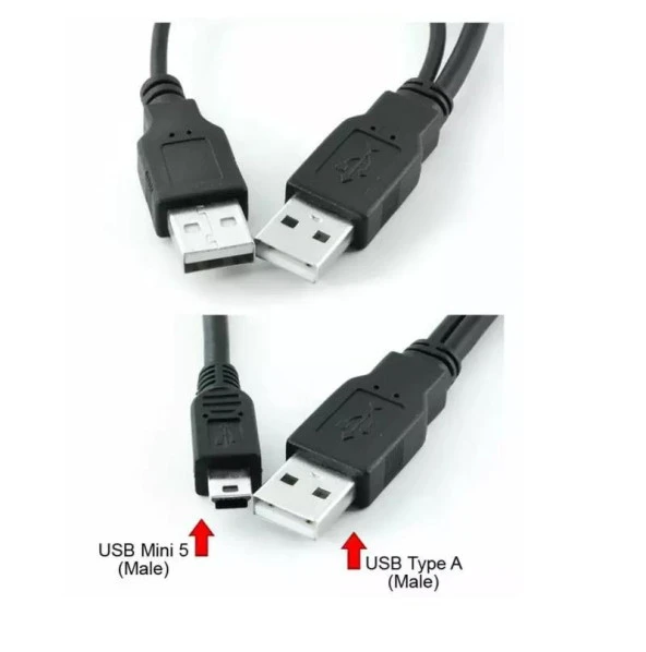 Ancheyn USB Y Giriş Mini 5 Pin HDD Hardisk Kamera Bağlantı Bağlantı 4529 - 7