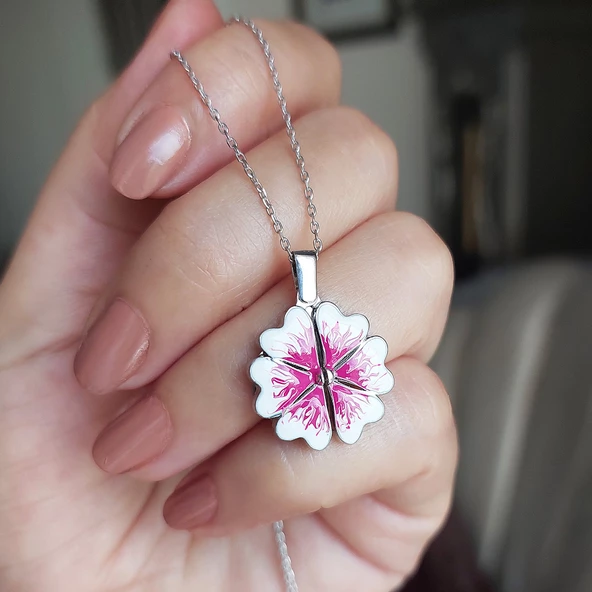 Vaoov 925 Ayar Gümüş İsimli Açılan Menekşe Kolye - Resim 4