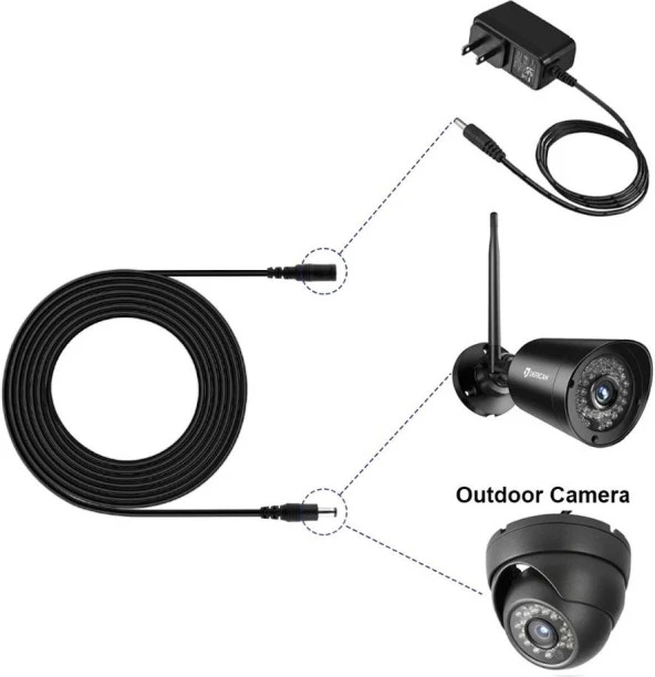 Ancheyn DC Adaptör Uzatma Kablosu 1 Metre 5.5mm x 2.1mm 5 Amper Dişi Erkek Modem Uzatma 4382 - 4