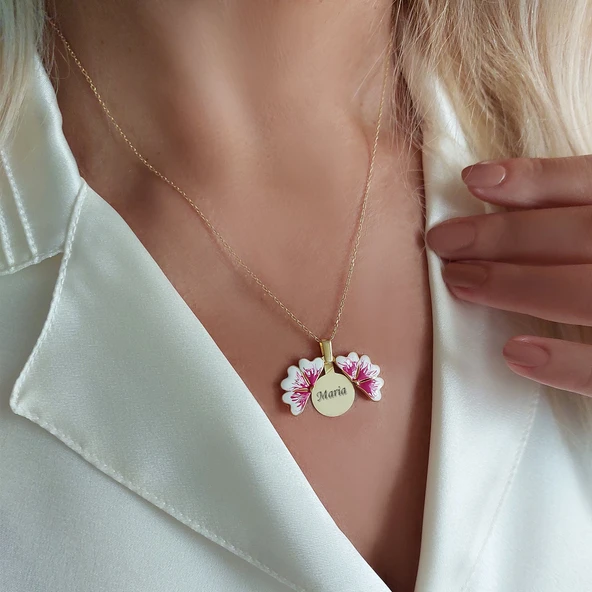 Vaoov 925 Ayar Gümüş İsimli Açılan Gold Menekşe Kolye ürün görseli