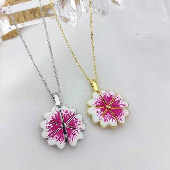 Vaoov 925 Ayar Gümüş İsimli Açılan Gold Menekşe Kolye - Resim 5