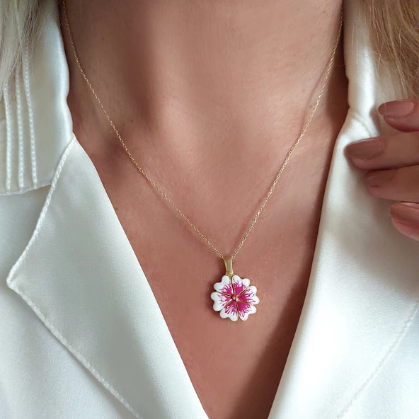 Vaoov 925 Ayar Gümüş İsimli Açılan Gold Menekşe Kolye - Resim 3