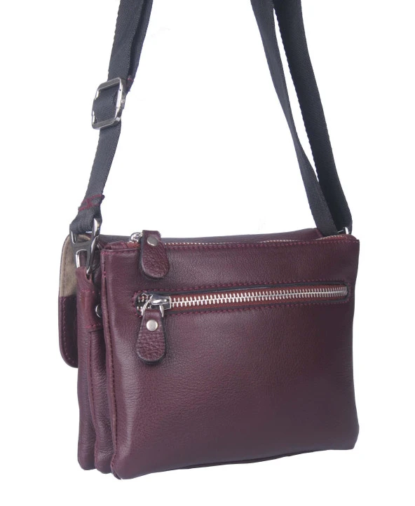 Grande Erkek Hakiki Deri Çapraz Askılı Çanta Bordo 4259-Y - 3