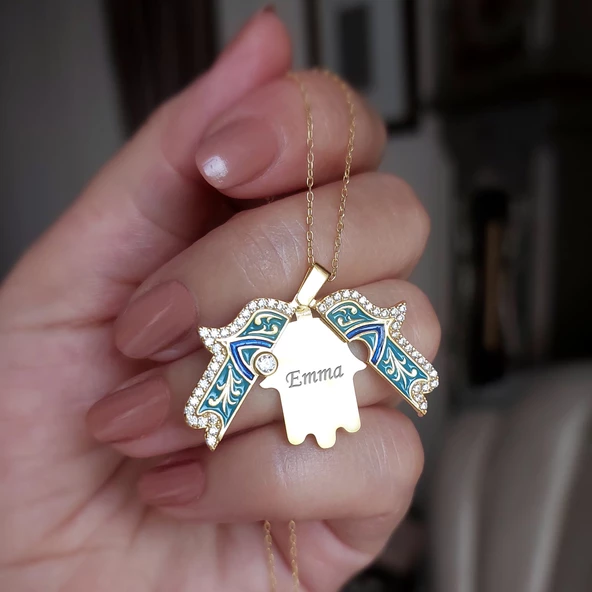 Vaoov 925 Ayar Gümüş İsimli Açılan Gold Fatmanın Eli Kolye ürün görseli