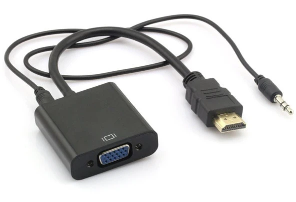 HDMI To VGA Ses Destekli Dönüştürücü Kablo Çevirici Adaptör 4488