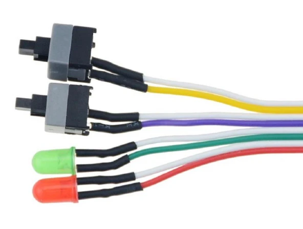 Ancheyn Ana Kart Power Kablosu Led Işıklı Reset Açma Kapama Butonu Kablosu On Off Switch 5064 - 3