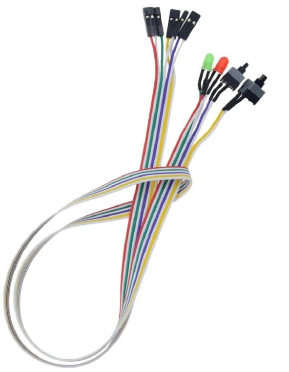 Ancheyn Ana Kart Power Kablosu Led Işıklı Reset Açma Kapama Butonu Kablosu On Off Switch 5064 - 5