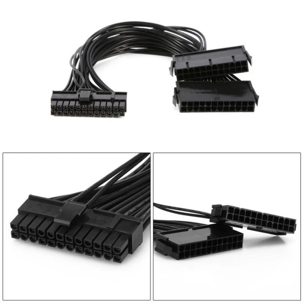 Ancheyn Güç Kaynağı Çoklayıcı 24 Pin Atx Dual PSU Çoklayıcı Adaptör Anakart Mining Kablosu 5145 - Resim 7