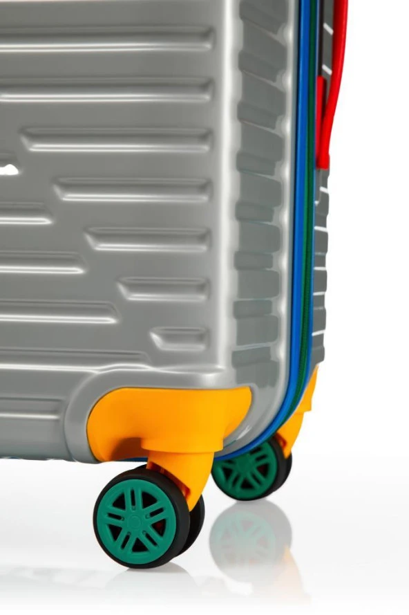 Louisiana Polo 3'lü Valiz Seti %100 Polikarbon Valiz 4x2 Teker Gri 1088 - Resim 4