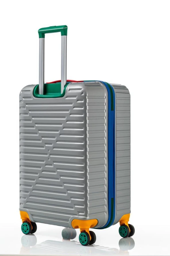 Louisiana Polo Orta Ve Kabin Boy 2'li Valiz Seti %100 Polikarbon Valiz 4x2 Teker Gri 1088 - Resim 11