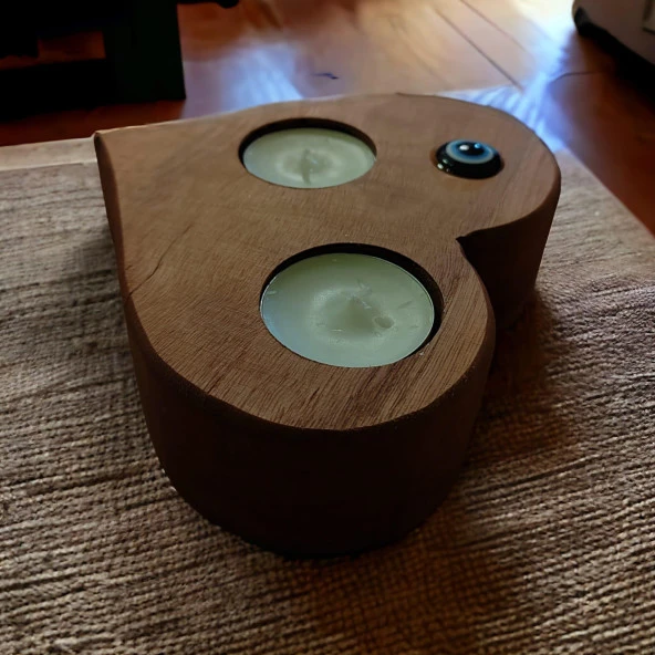 Kalp Şeklinde Ahşap Mumluk TeaLight İçin - 4
