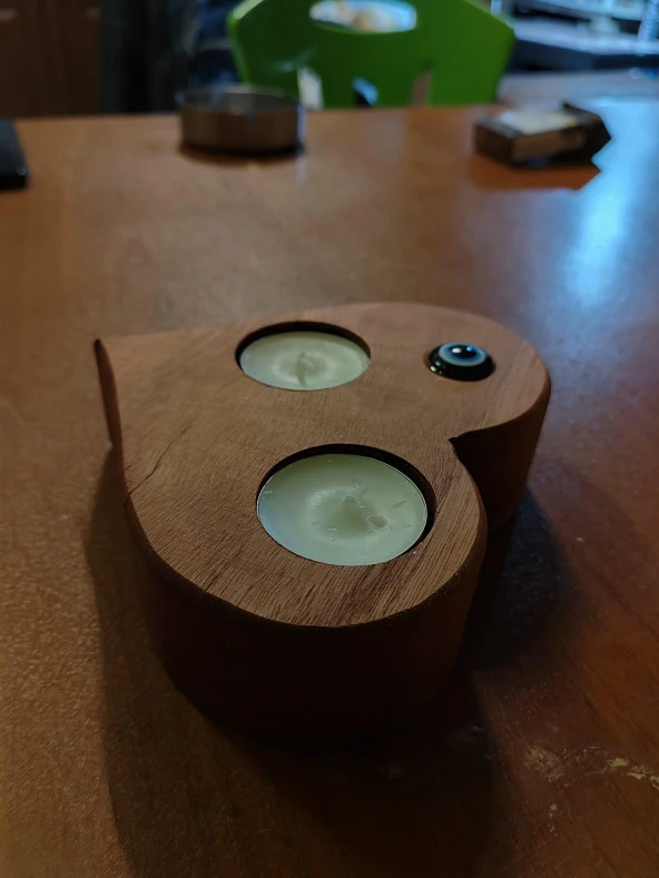 Kalp Şeklinde Ahşap Mumluk TeaLight İçin - 6