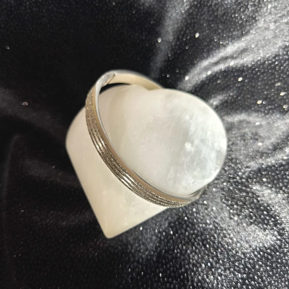 Çelik Gümüş Renk Çizgili Simli Kelepçe Bilezik SL6963 - Resim 4