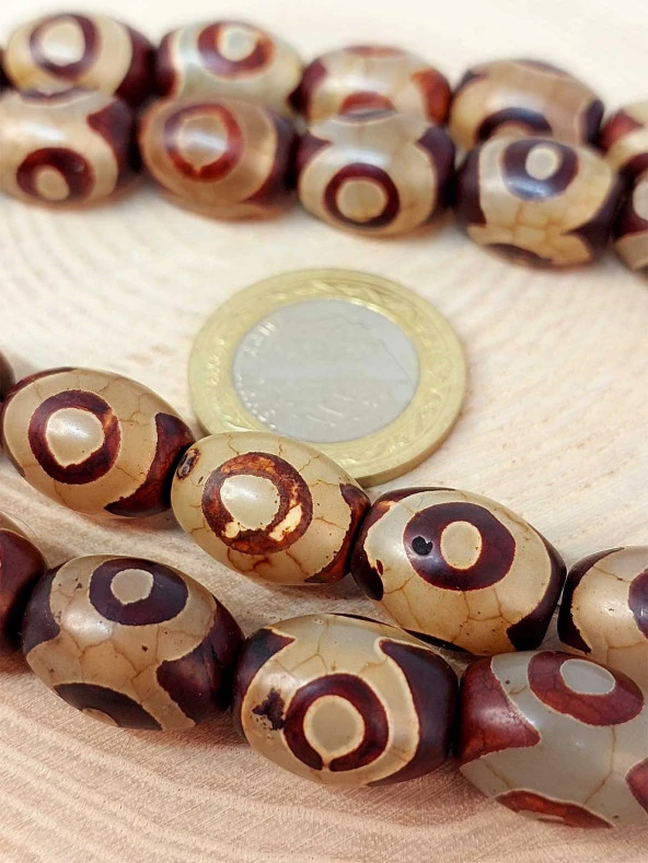 3 Göz Tibet Akik Taşı Şekilli Kesim 12x15mm/adet (45804-1) ürün görseli