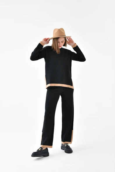 FTZ Women Kadın Çizgi Detaylı İkili Takım  Siyah 20631 - Resim 6