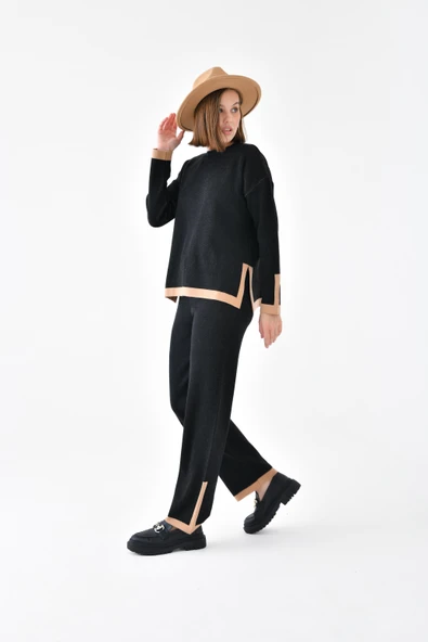 FTZ Women Kadın Çizgi Detaylı İkili Takım  Siyah 20631 - Resim 3