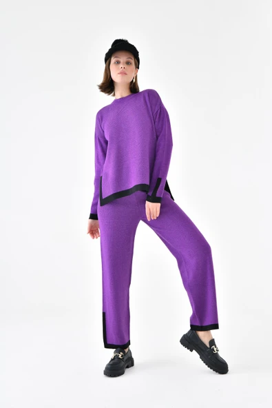 FTZ Women Kadın Çizgi Detaylı İkili Takım  Mor 20631 - Resim 3