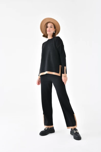 FTZ Women Kadın Çizgi Detaylı İkili Takım  Siyah 20631 - Resim 2