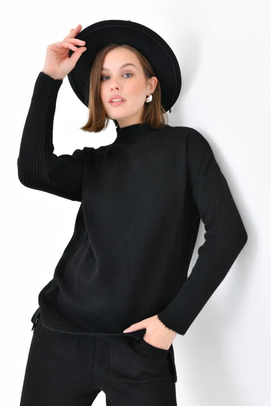 FTZ Women Kadın Saç Örgülü  İkili Takım  Siyah 20618 - Resim 5