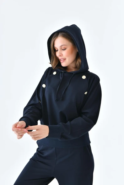 FTZ Women Kadın İki İp Düğme Detaylı Takım  Lacivert 30640 - Resim 2