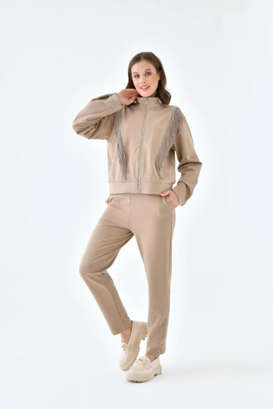 Ftz Women Kadın İki İp Püsküllü Takım Beige 30637