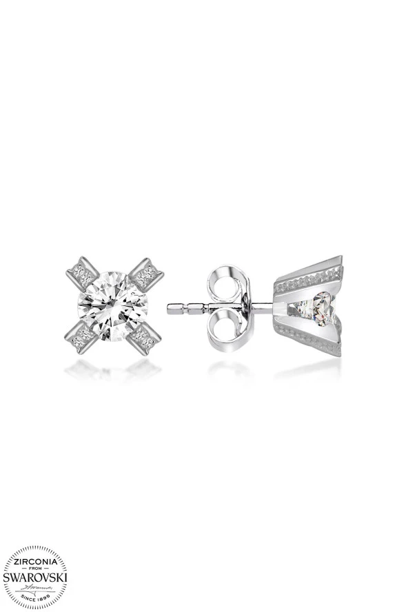 Swarovski Zirconia Kadın 0,28 Karat 24 Taşlı Gümüş Küpe