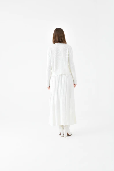 FTZ Women Kadın Düğmeli İkili Takım  Ekru 20692 - Resim 7