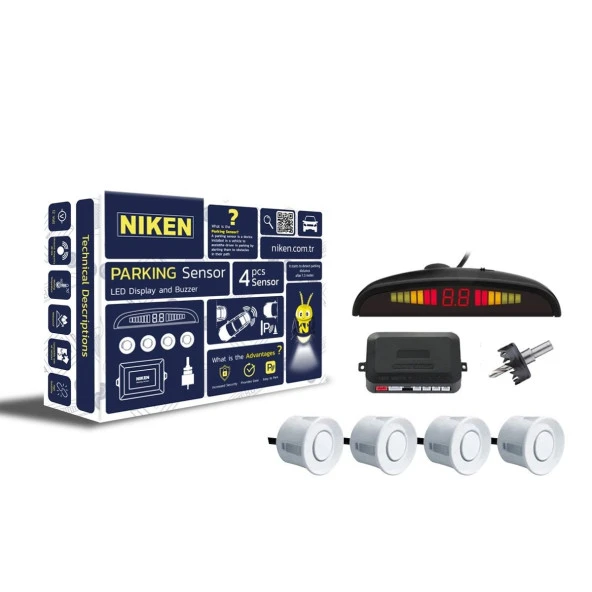 NİKEN Araç geri park sensörü led ekran türkçe ses ikazlı beyaz göz niken