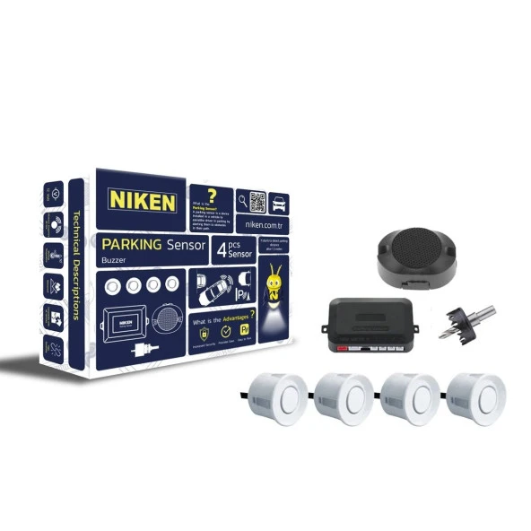 NİKEN Araç geri park sensörü bip bip ses ikazlı beyaz göz niken