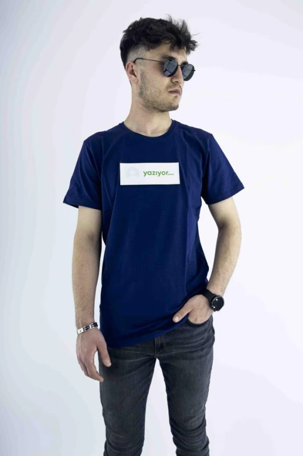 Louisiana Polo Erkek Lacivert Oversize Mood T-shirt Cırt Cırtlı Değiştirilebilir Mood Sticker