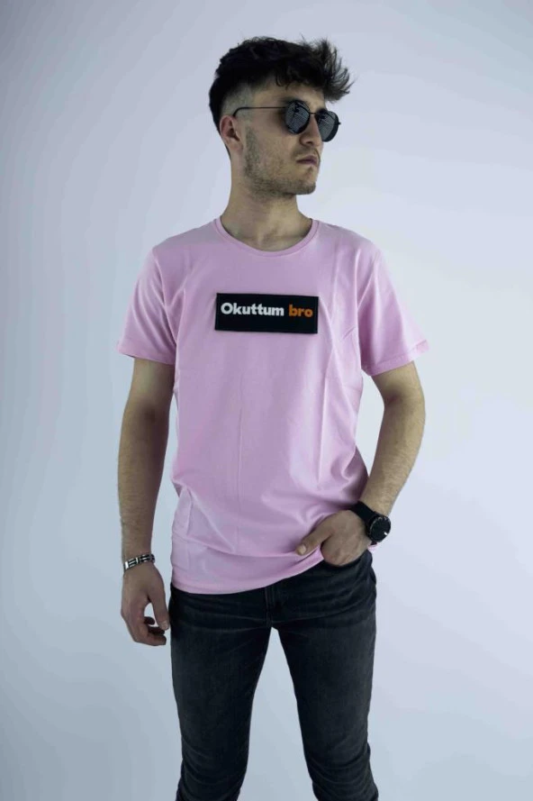 Louisiana Polo Erkek Pembe Slim Fit Mood T-shirt Cırt Cırtlı Değiştirilebilir Mood Sticker