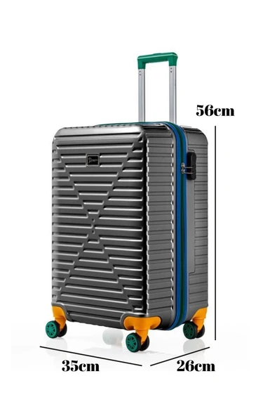 Louisiana Polo Kabin Boy %100 Polikarbon Valiz 4x2 Teker Antrasit 1088 - Resim 2