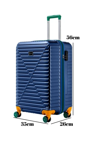 Louisiana Polo Kabin Boy %100 Polikarbon Valiz 4x2 Teker Lacivert 1088 - Resim 3