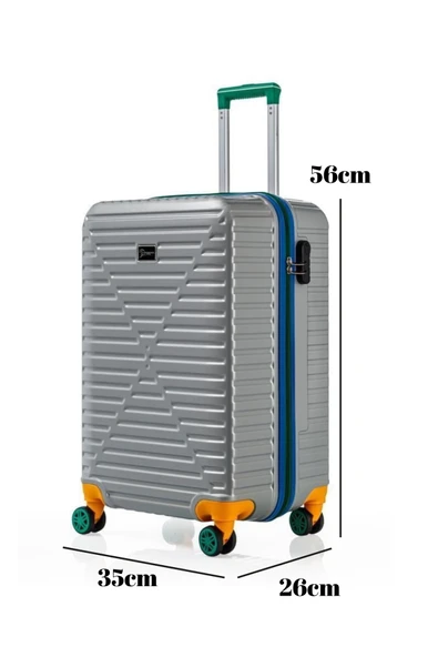 Louisiana Polo Kabin Boy %100 Polikarbon Valiz 4x2 Teker Gri 1088 - Resim 2