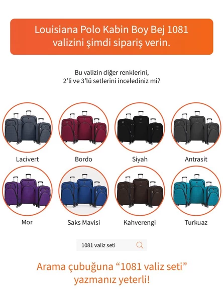 Louisiana Polo Kabin Boy 4 Teker Kumaş Valiz Bej 1081 - 8