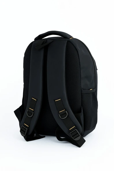 B.Y. Trend 3 Bölmeli Okul Sırt Çantası (Laptop Bölmeli) Siyah-Turuncu 2121 - Resim 2