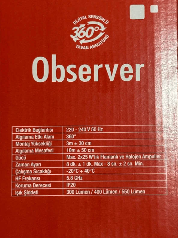 Netelsan Observer 360 Derece Sensörlü Tavan Armatürü (2 Adet) - 4