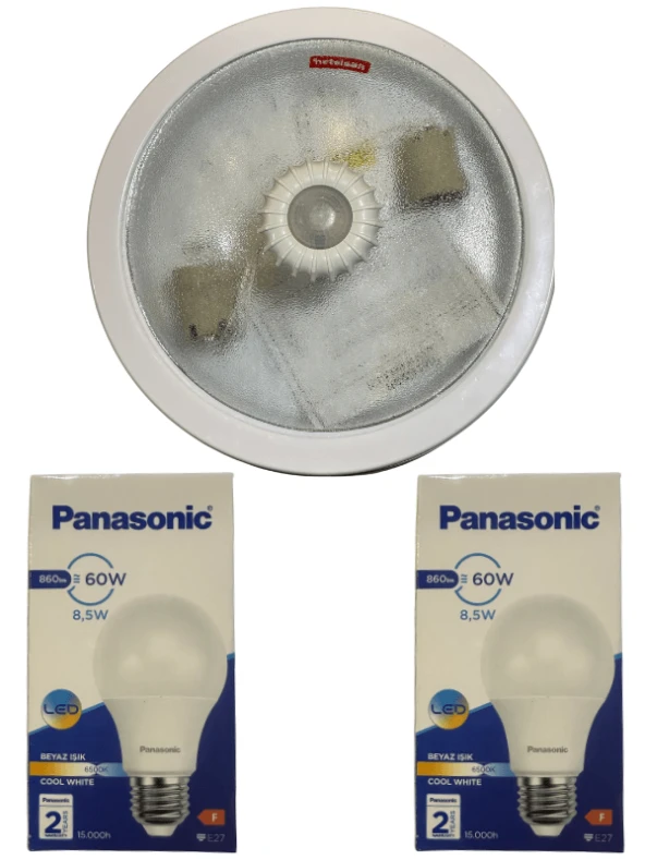 Netelsan Observer 360 Derece Sensörlü Tavan Armatürü + 2 Adet Panasonic 8.5W Beyaz Hediye