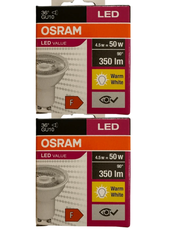Osram 4.5W (50W) 3000K (Sarı Işık) GU10 Duylu Par16 Led Spot (2 Adet)