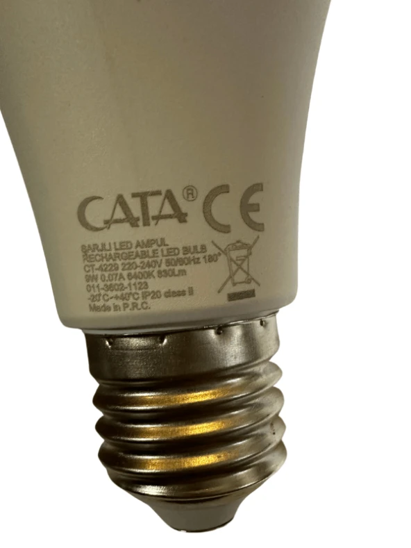 Cata CT-4229 9W 6400K (Beyaz Işık) E27 Duylu Şarjlı Led Ampul (4 Adet) - Resim 5