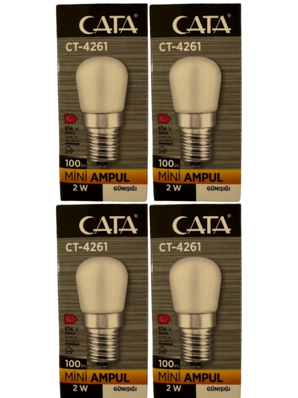 Cata CT-4261 2W 3200K (Günışığı) E14 Duylu Mini Led Ampul (4 Adet)