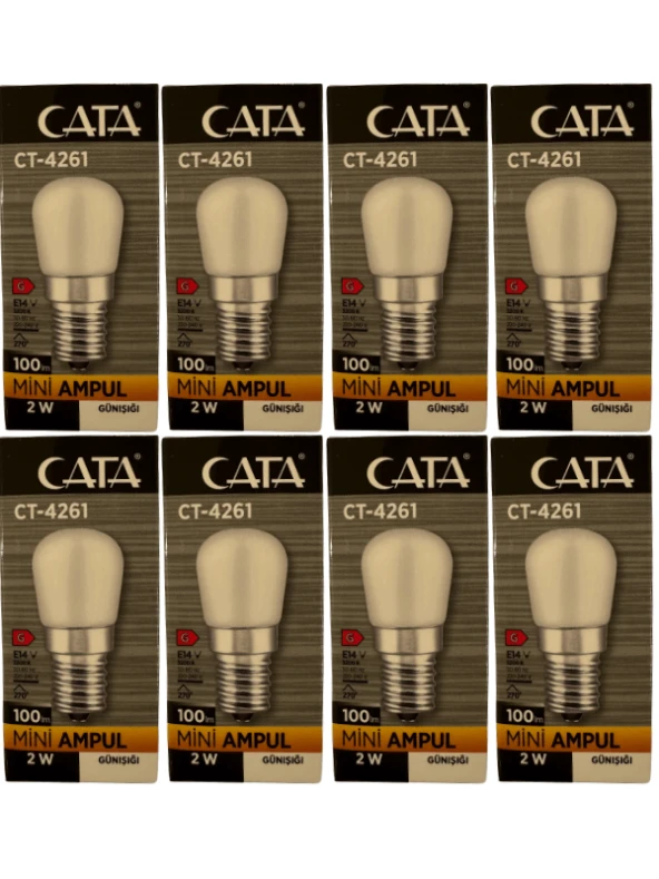Cata CT-4261 2W 3200K (Günışığı) E14 Duylu Mini Led Ampul (8 Adet)