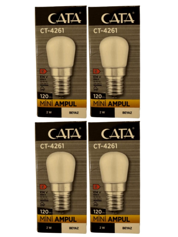 Cata CT-4261 2W 6500K (Beyaz Işık) E14 Duylu Mini Led Ampul (4 Adet)