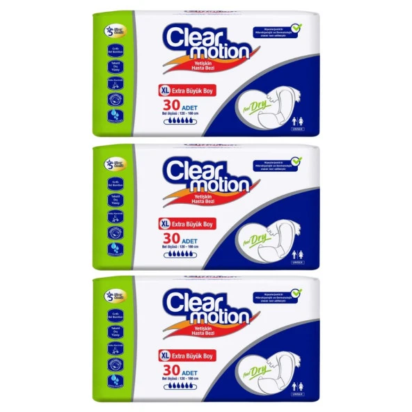 Clearmotion Belbantlı Hasta Bezi Ekstra Büyük Boy X-Large Beden 3 Paket 90 Adet