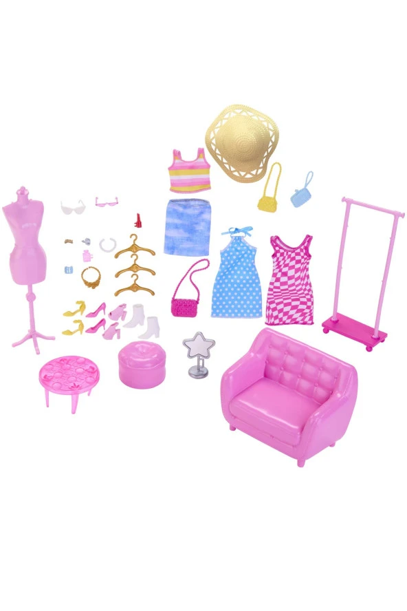 Barbie 'nin Kıyafet ve Aksesuar Askısı Seti HPL78 - Resim 3